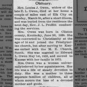 Obituary for Louisa J. Owen
