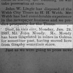 John Moudy death notice