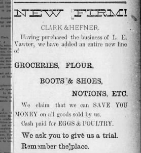 1886.03.12 - L. E. Vawter sells his store to CLARK & HEFNER
