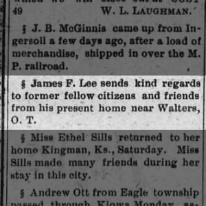News about James F. Lee is printed in the town he moved away from