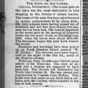 Gale on Lake Michigan November 1892