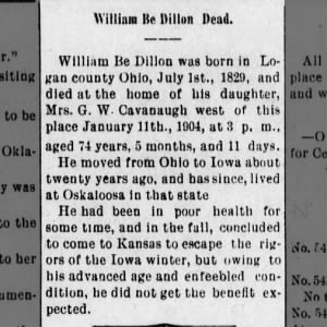 William Be Dillon Dead