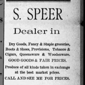 Silas Speer advertisement