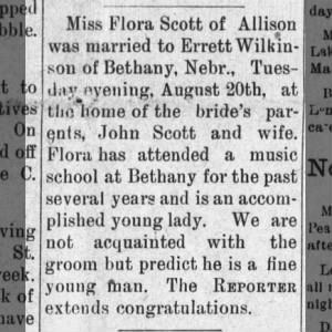 Flora and Errett marriage announcement
