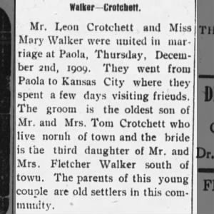 Marriage of Crotchett / Walker