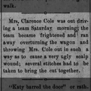 Mrs. Clarence Cole Overturned Wagon