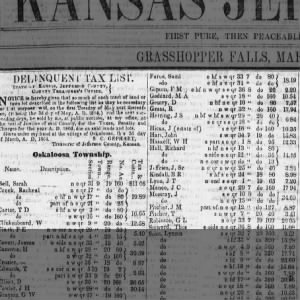 Grasshopper Falls delinquent tax list 1864
