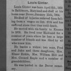 Obituary for Louis Ginter