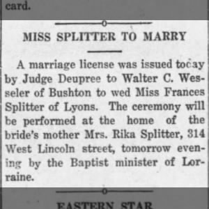 Marriage of Splitter / Wes-seler
