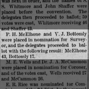 PH McElhone results of election for surveyor