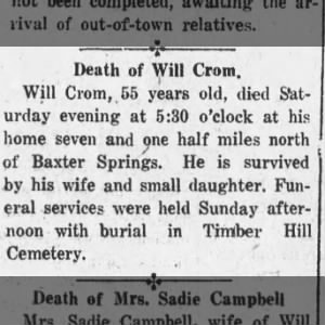 Obituary for Will Crom