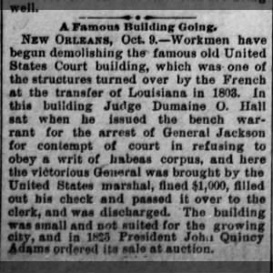1888-10-12 Famous Courthouse, Arrest of Andrew Jackson
