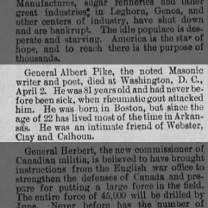 Obituary for General Albert Pike
