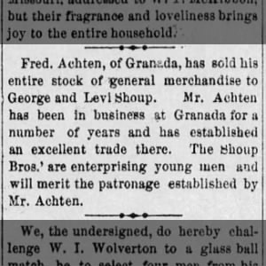 1890 01 24 George & Levi Shoup in business together