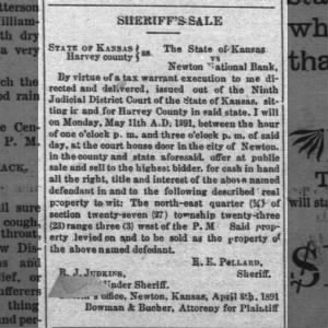18910507 Foreclosure Sheriffs Sale plaintiff Newton Natl