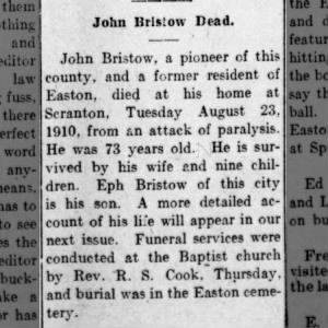 Obituary for John Bristow