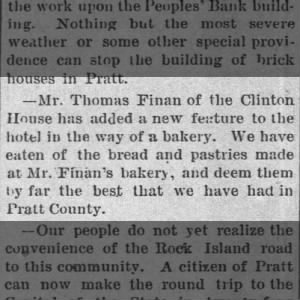 1887 City Items - Mr. Thomas Finan of the Clinton House