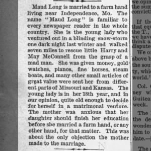 Maud Long, who saved McConnell kids, marries