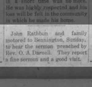 John Rathbun family motors to Bennington