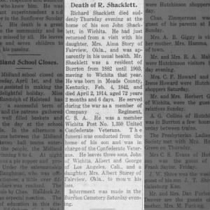 Obituary for R. Shacklett