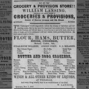 1857-11-28 Lansing Mercantile Store advertisement
