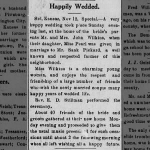 Wilkins / Pickard wedding report
