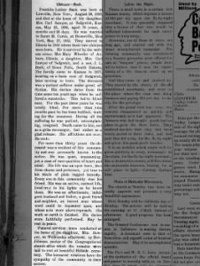 Franklin Luther Buck Obituary May 28, 1908
