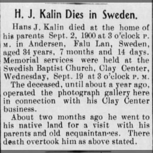 Obituary for H. J. Kalin