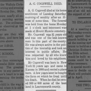 Obituary for A. G. COGSWELL