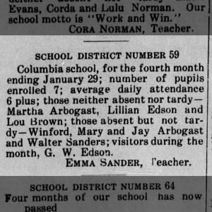 School District Number 59 Martha Arbogast