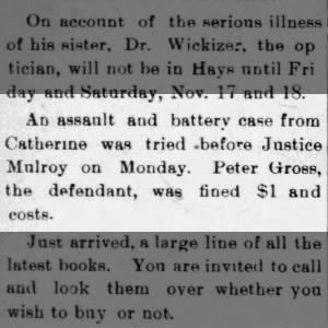 Court case  Ellis County News Republican  November 11, 1905