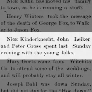 Peter Gross and friends  Ellis County News Republican  Hays, Kansas  November 20, 1897