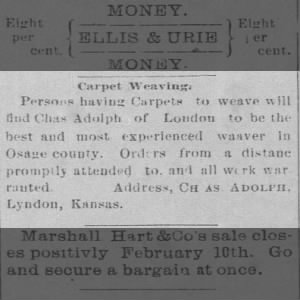 Adolph Charles, The Osage County Sentinel, Feb 9, 1888