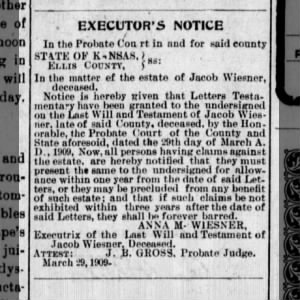 Executor's Notice - estate