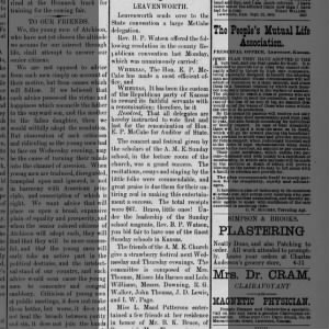 Ida Barnes and (Richard J.) Downing mentioned in Leavenworth, KS. newspaper in 1884