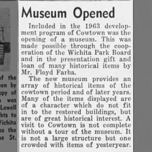 Museum Opened 1 Jan 1963 The Wichita    Factarian