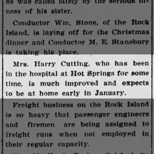 Louise at Hot Springs Hospital Dec 29, 1905