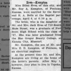 Marriage of Eves / Kempton