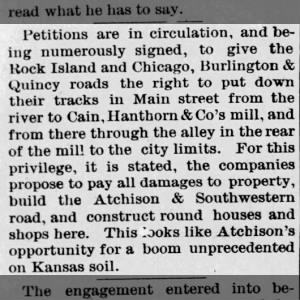 Proposal for train tracks through Atchison