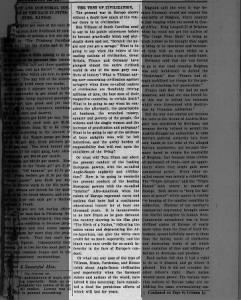 "The Test of Civilization,"
 Afro-American Review, June 1, 1915