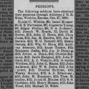 Soldiers Pensions 1891