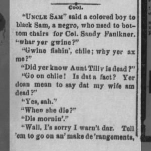 1882 Aug 21 black Sam joke