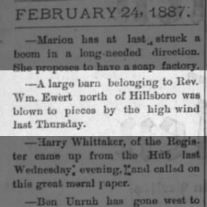 1887 Ewert barn 24 Feb 1887 H'boro Herald