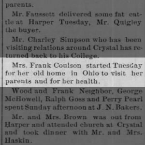 Mrs Frank Coulson goes to Ohio, 1894