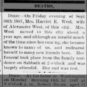 Harriet E. West obituary