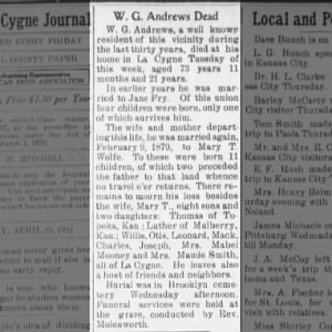 Obituary for W. G. Andrews