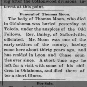 funeral of thomas w moon