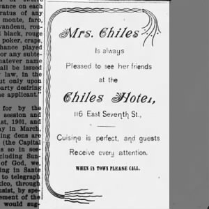 Advert for Chiles Hotel