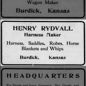 Henry Rydvall: Harness Maker, Advertisement