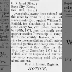 william enfield land complaint 8/10/1878